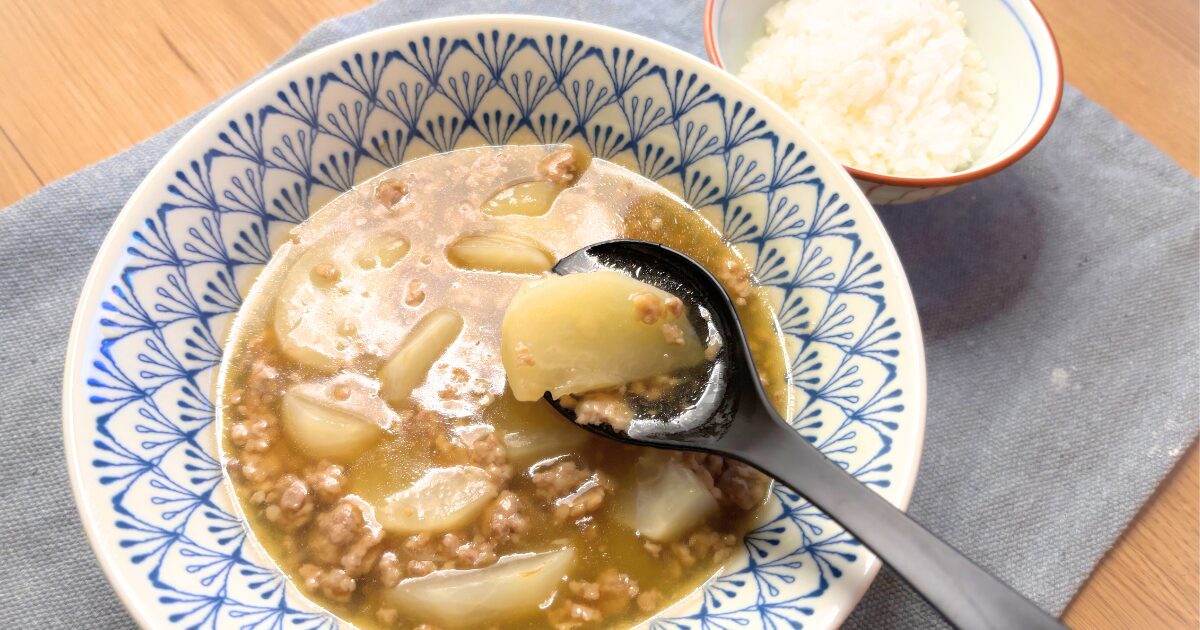 かぶとひき肉のあんかけと白ごはん