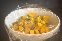 レンジ加熱するかぼちゃ